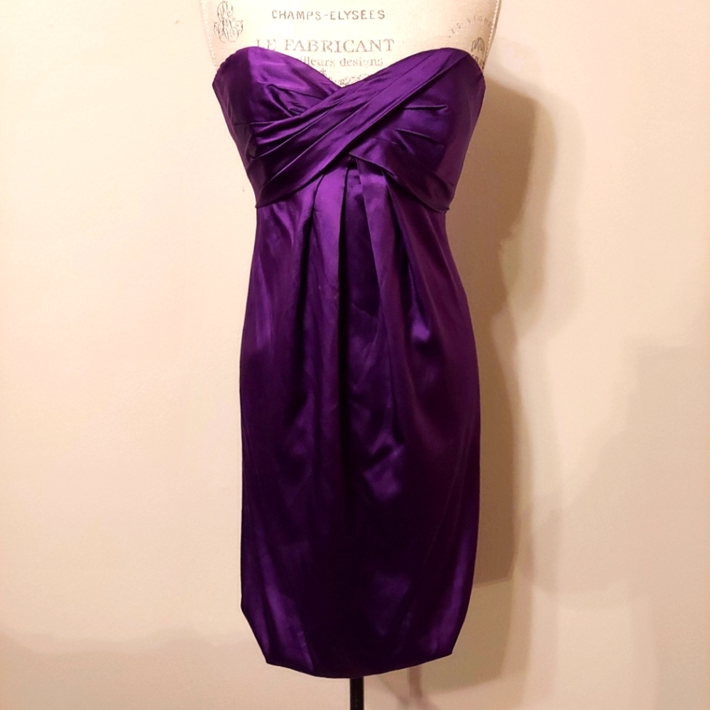 Nicole Miller Purple Strapless Party Dress Size 0